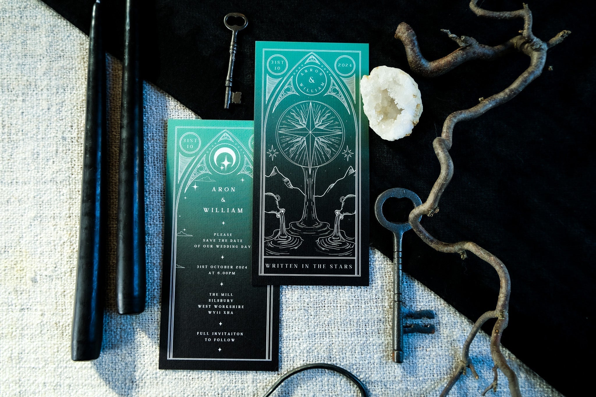 The Star Tarot | Celestial Save the Date Card | Gothic Alternative Wedding Stationery