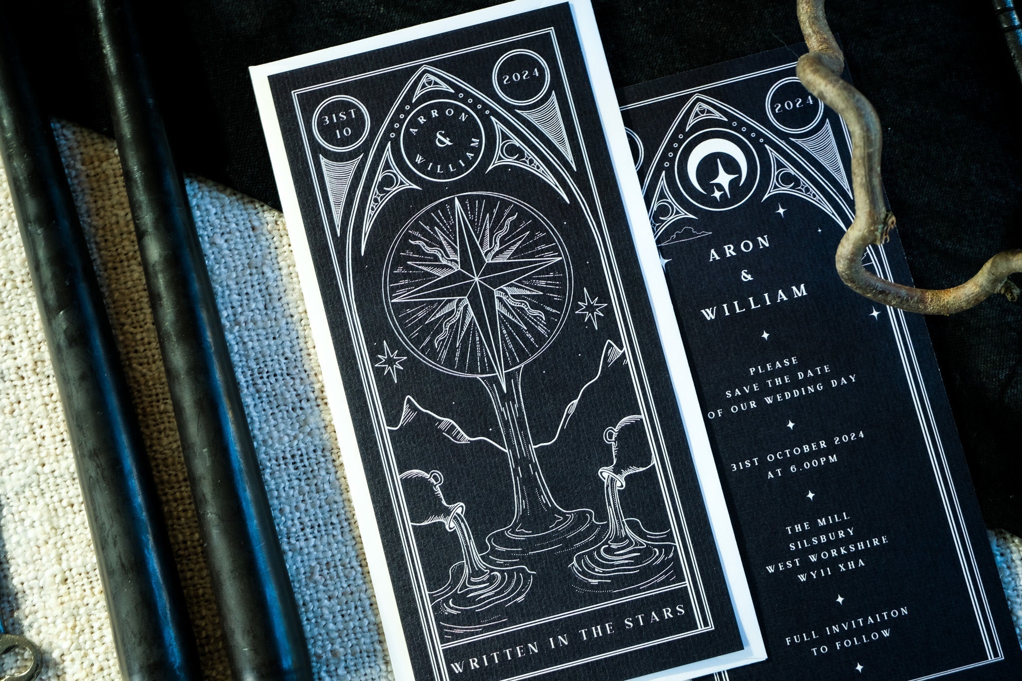 The Star Tarot | Celestial Save the Date Card | Gothic Alternative Wedding Stationery
