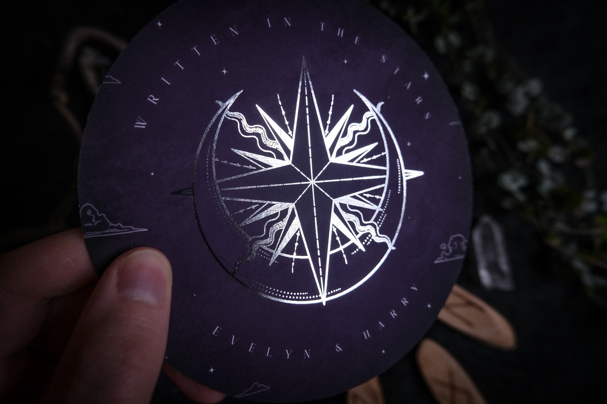 Sun and Moon | Foiled Circular Save the Date Card | Celestial Wedding Stationery with Foil