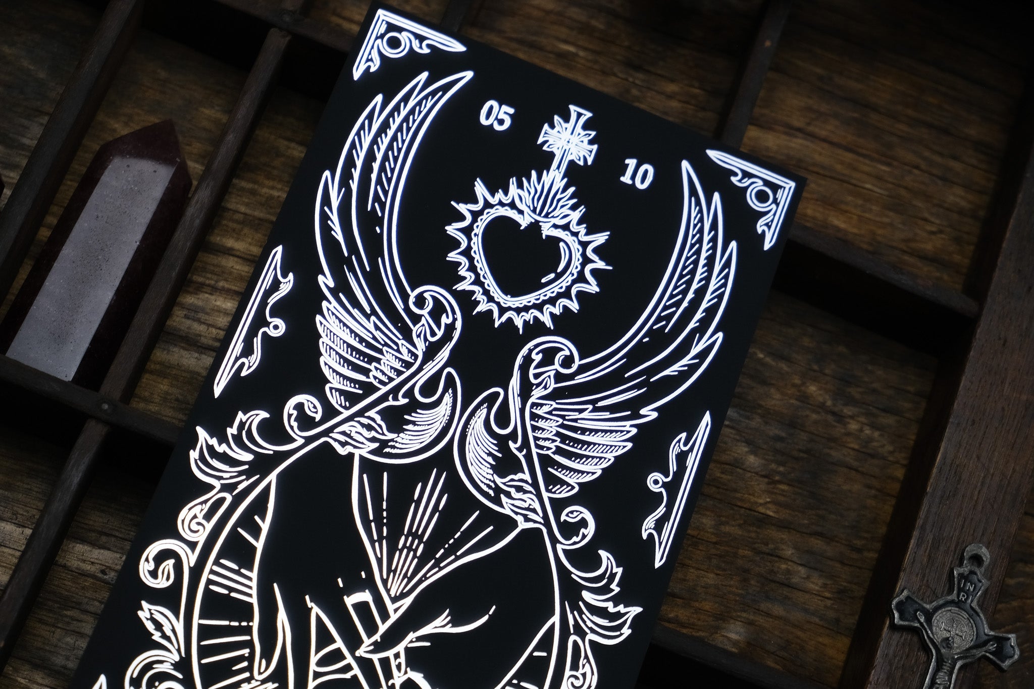 Star-Crossed Lovers Foiled Save the Dates – Vintage Gothic Romance Bleeding Heart & Swords Design