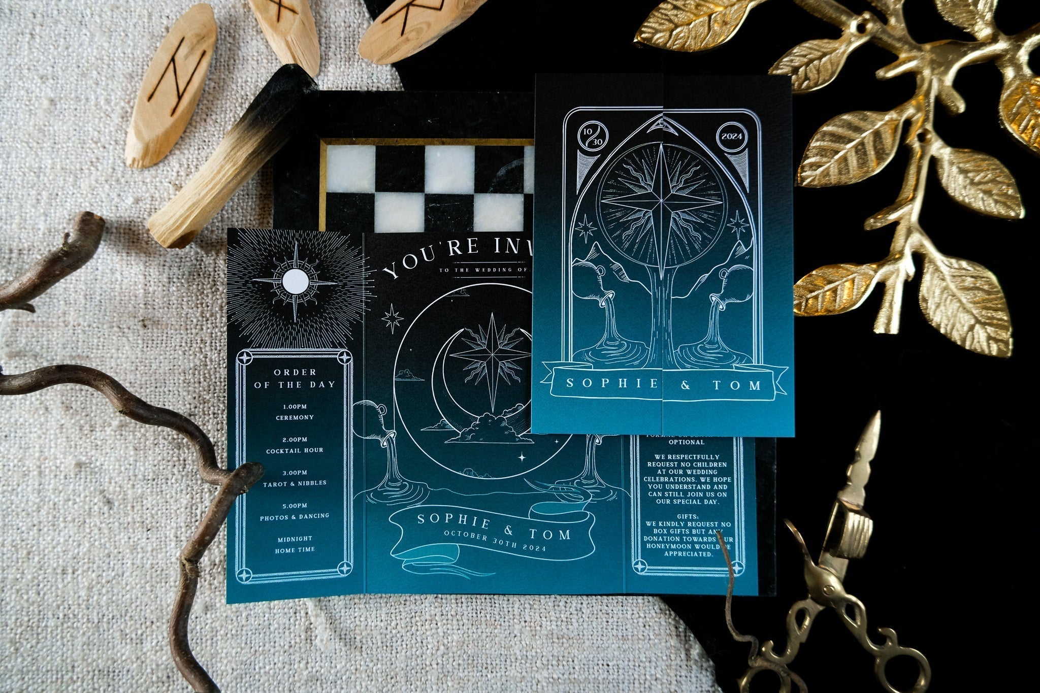 The Star Tarot | Gatefold Wedding Invitation | Celestial Gothic Wedding Stationery