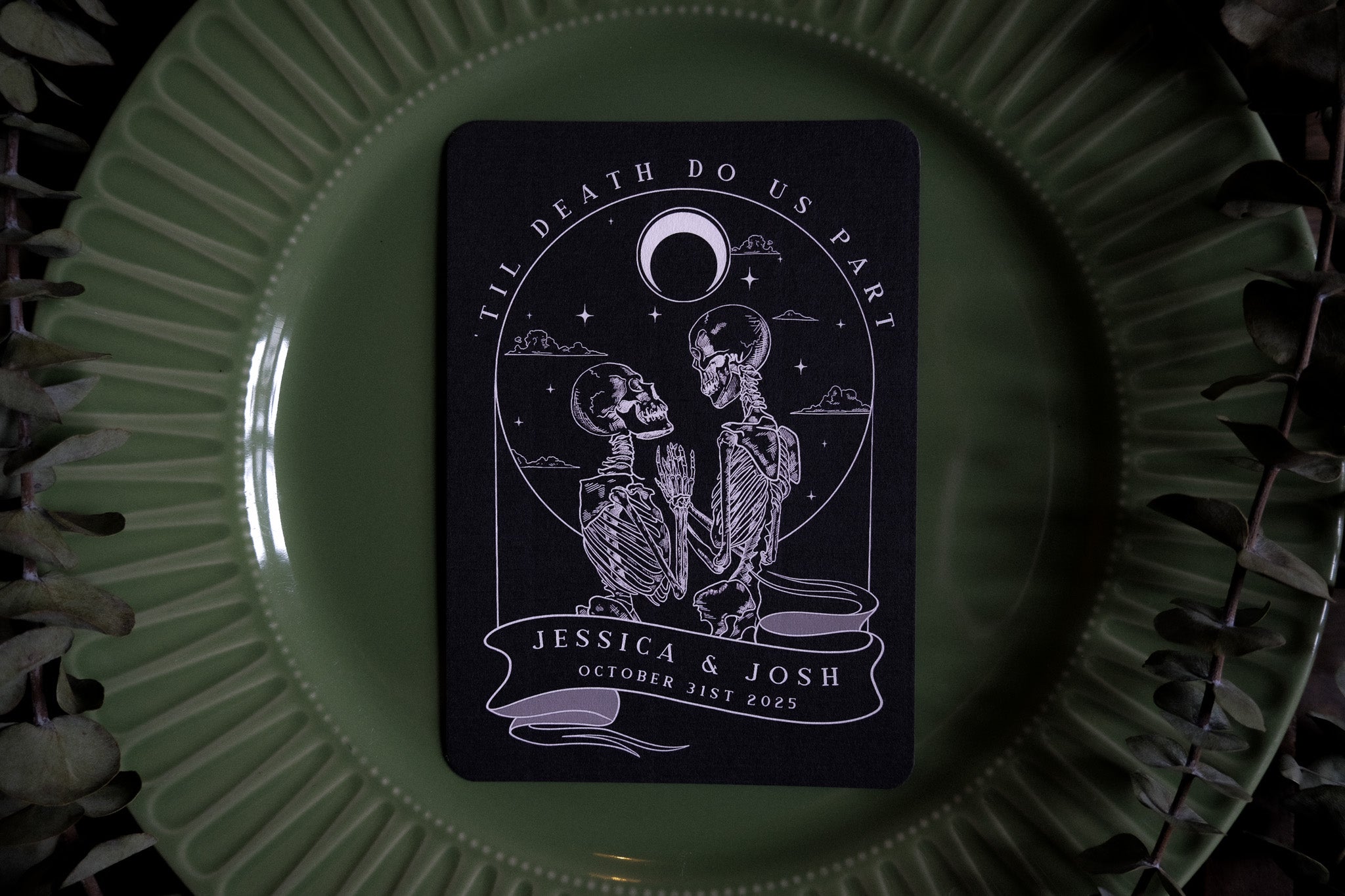 'Til Death Do Us Part' Lovers Wedding Menu Cards