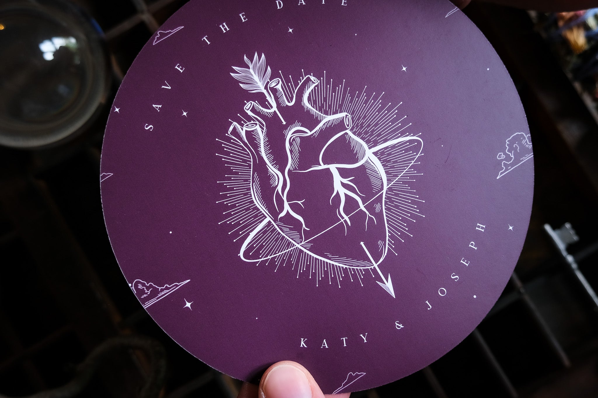 'Bleeding Heart' Circular Save The Date