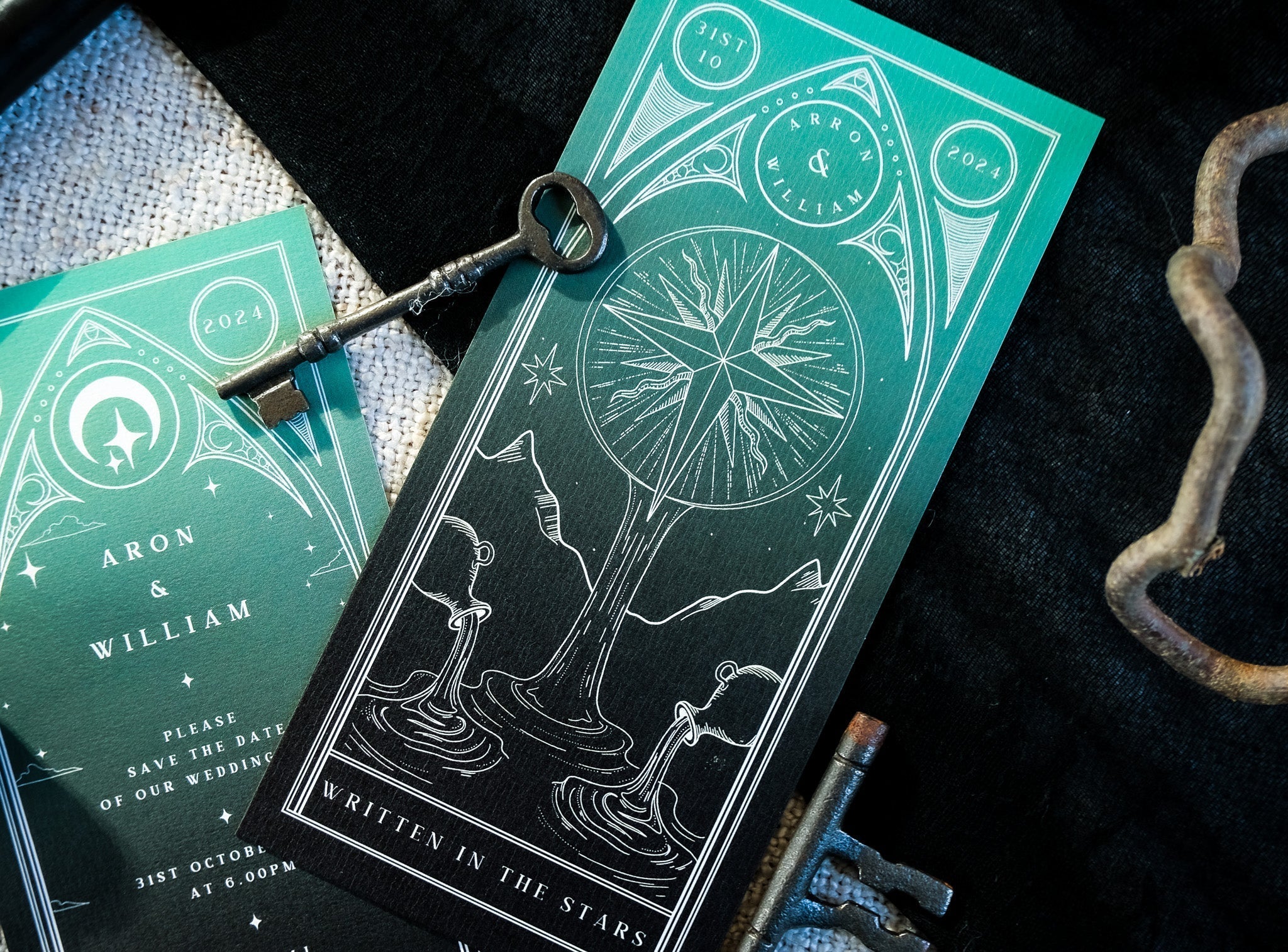 The Star Tarot | Celestial Save the Date Card | Gothic Alternative Wedding Stationery