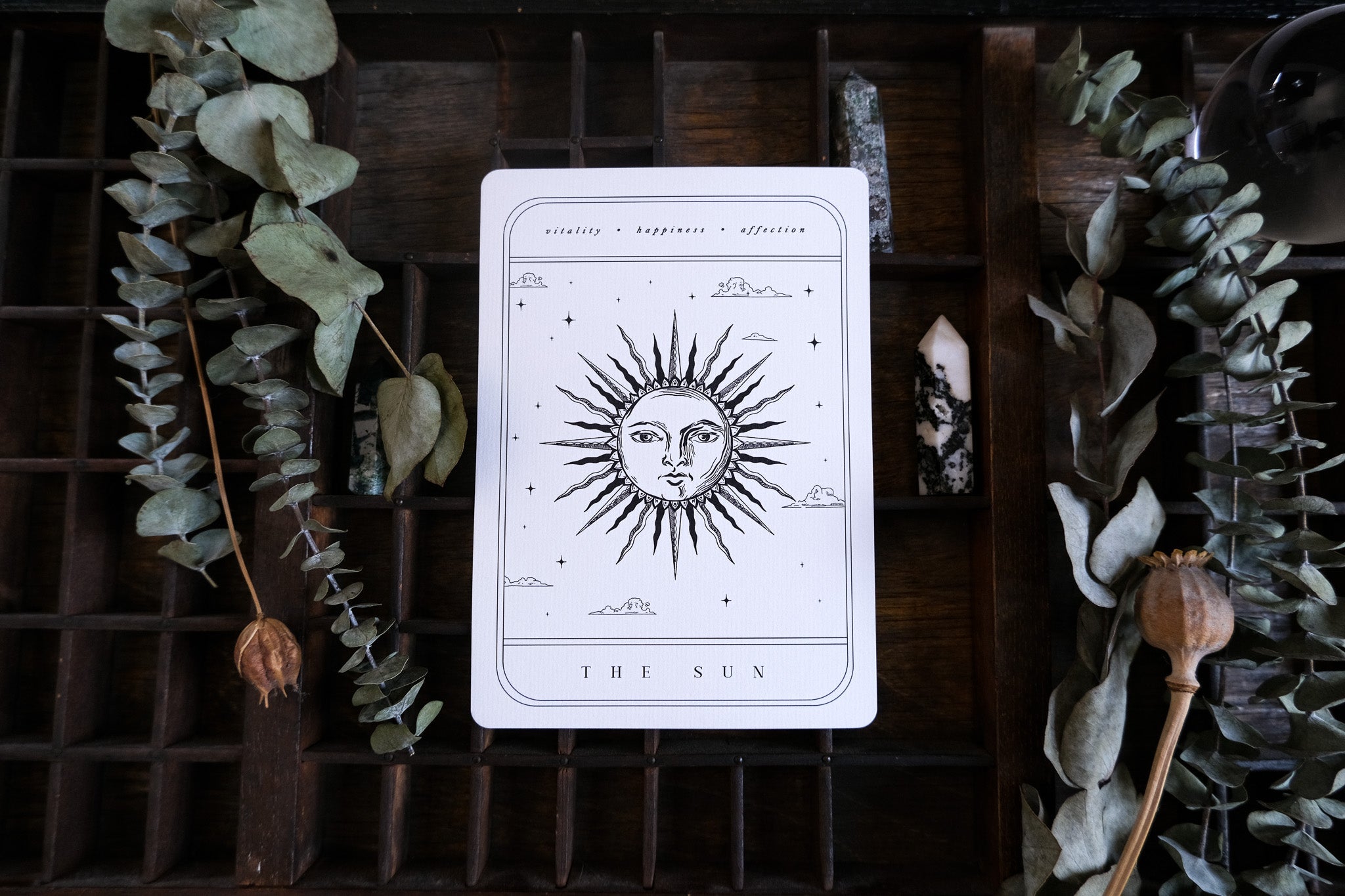 Set of 18 tarot card art prints in gothic wedding style for seating charts and table numbers