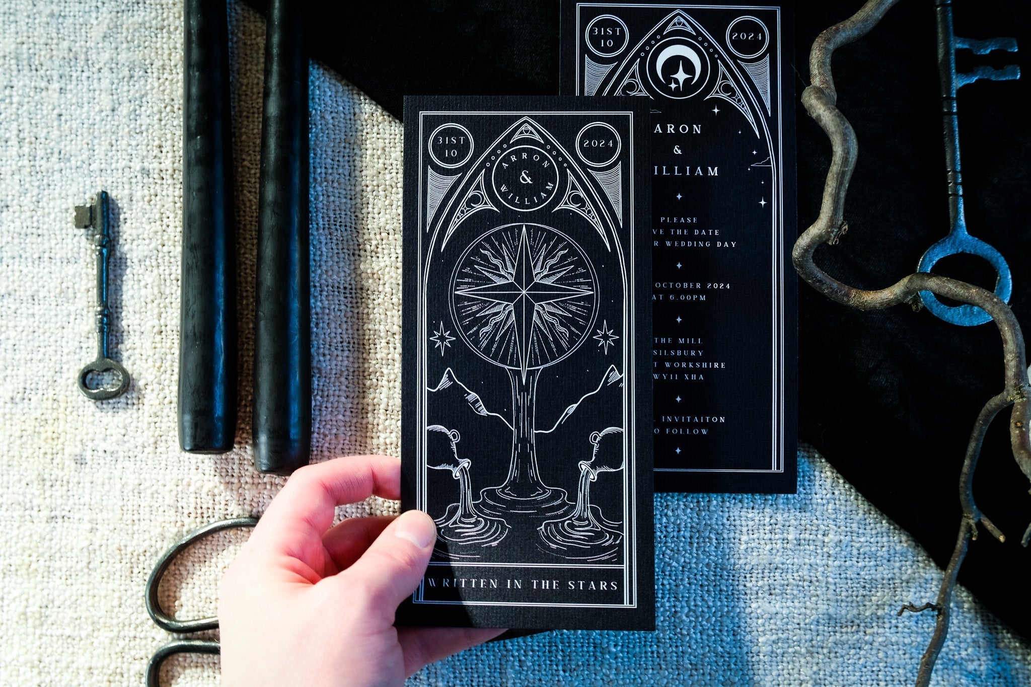 The Star Tarot | Celestial Save the Date Card | Gothic Alternative Wedding Stationery