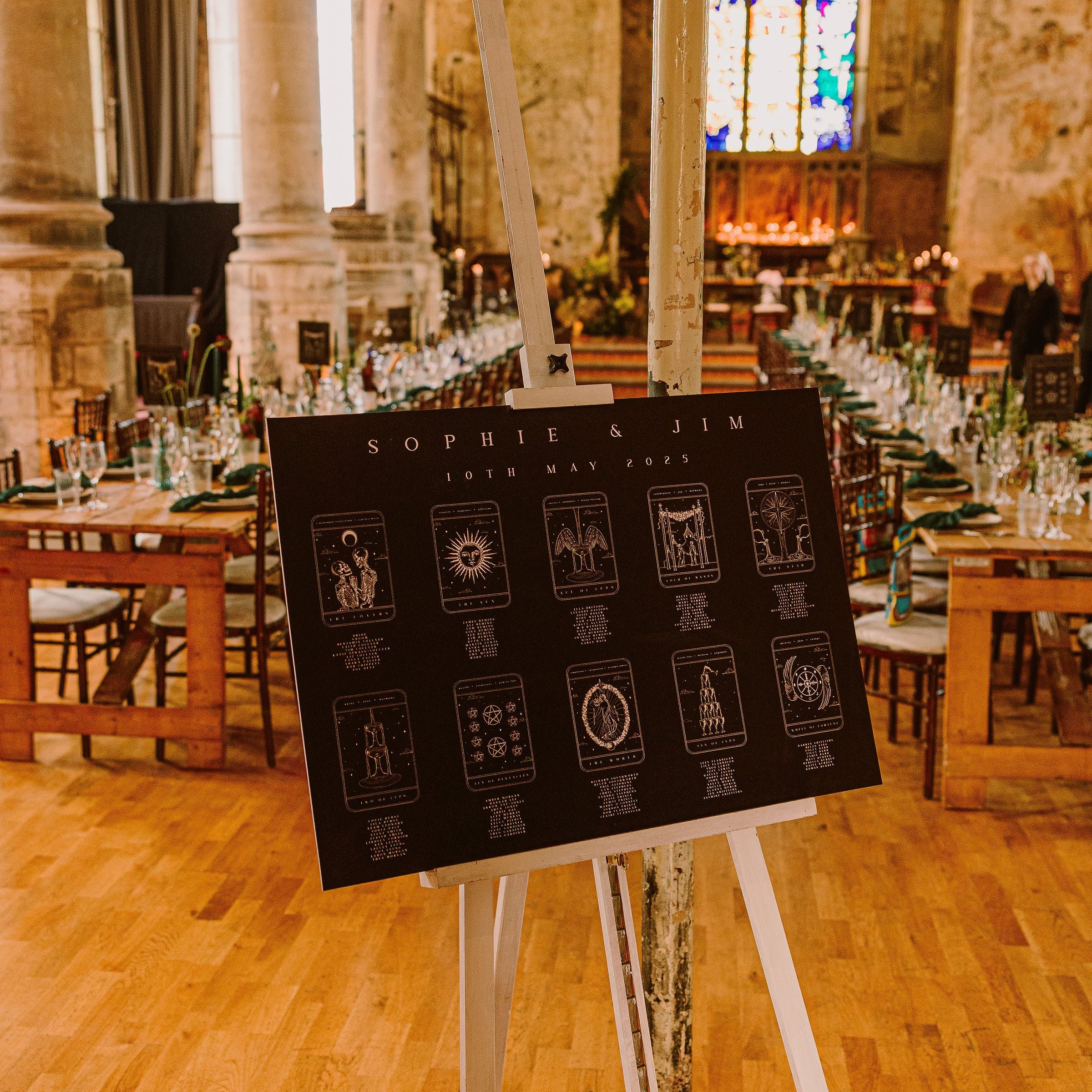 Sophie & Jim's personalised wedding seating plan by Birdhouse 197