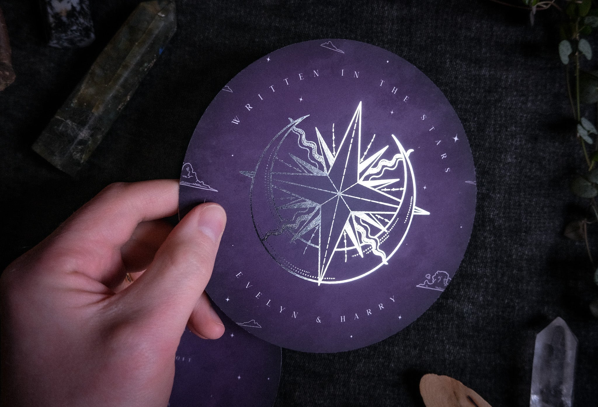 Sun and Moon | Foiled Circular Save the Date Card | Celestial Wedding Stationery with Foil