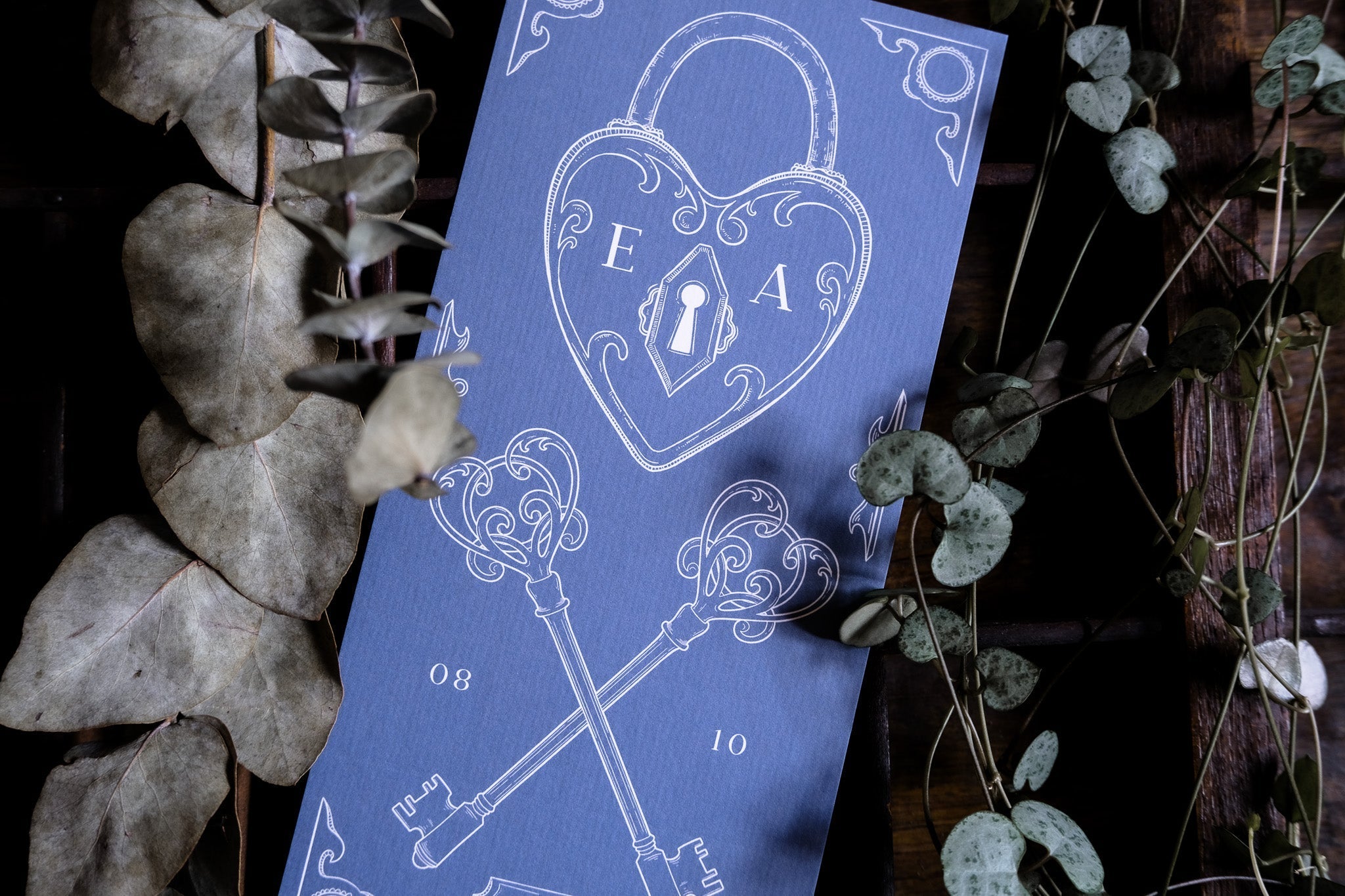 Key to My Heart Save the Date Card - Heart Padlock Vintage Romantic Wedding Invitation