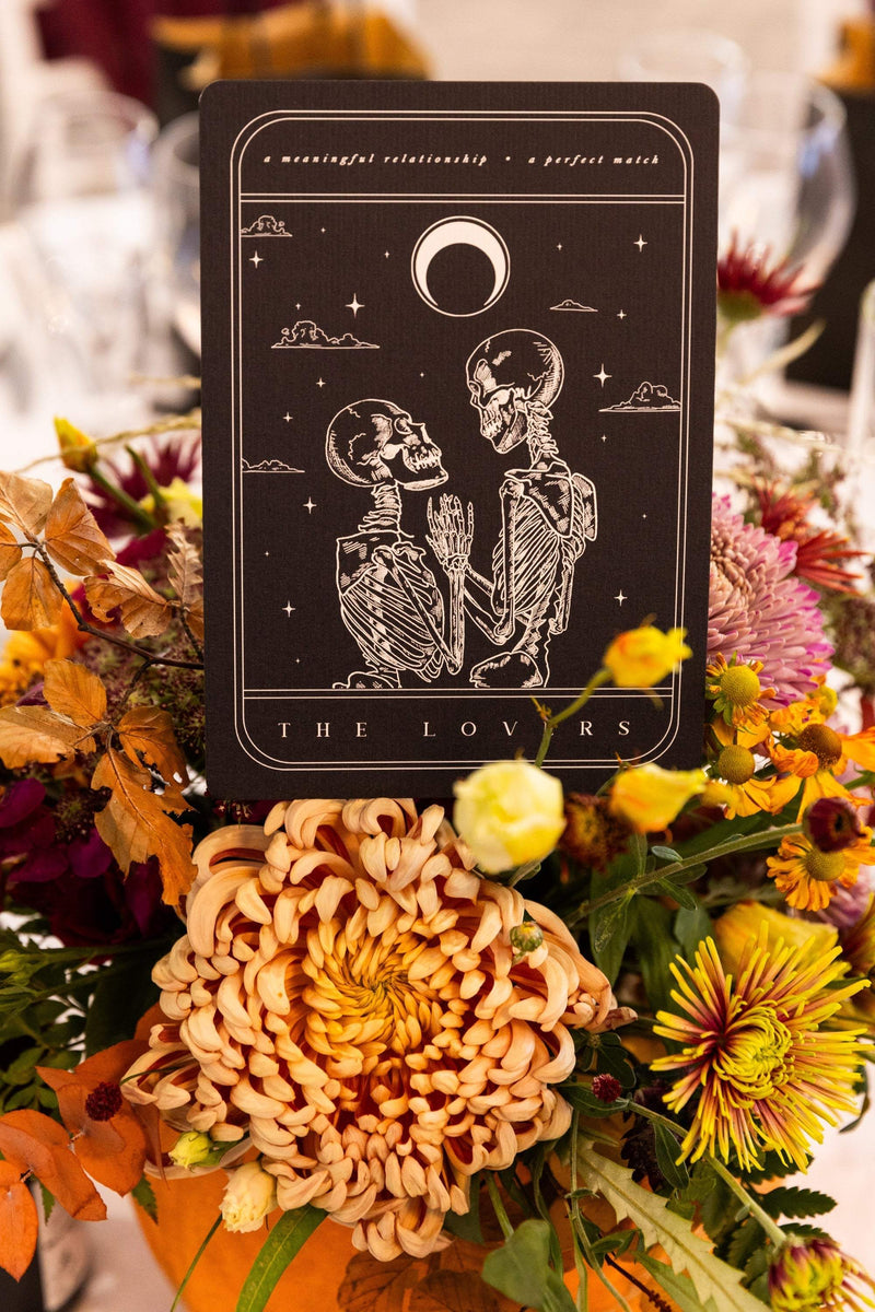 Gothic Tarot Card Art Print with wedding theme and black background