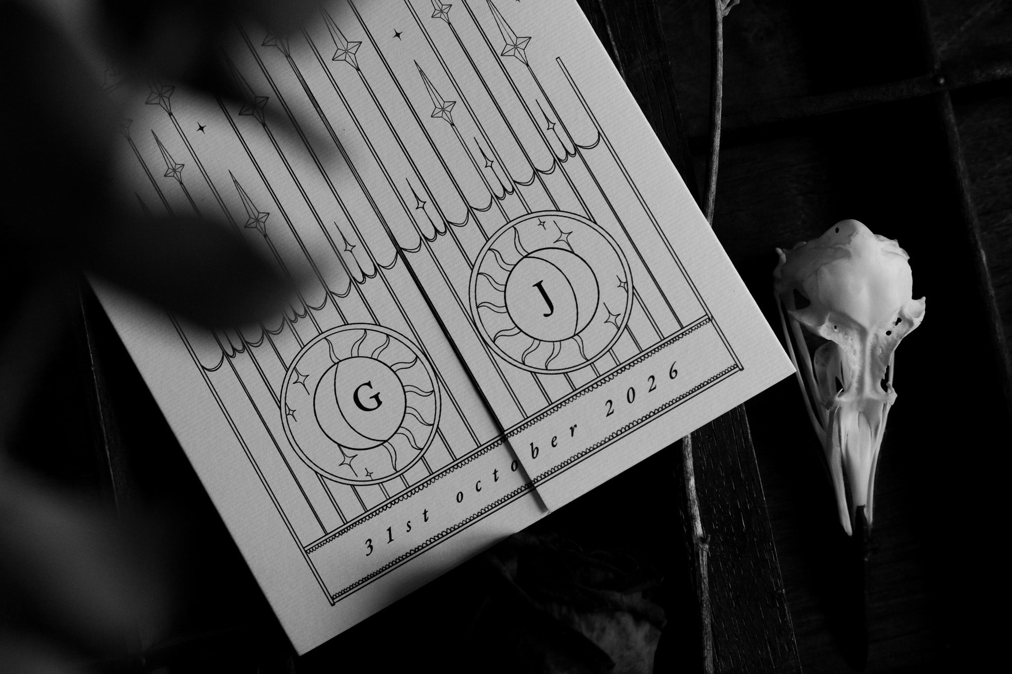 ‘Candle & Key’ Gatefold Wedding Invitation – Gothic-Inspired Alternative Wedding Stationery