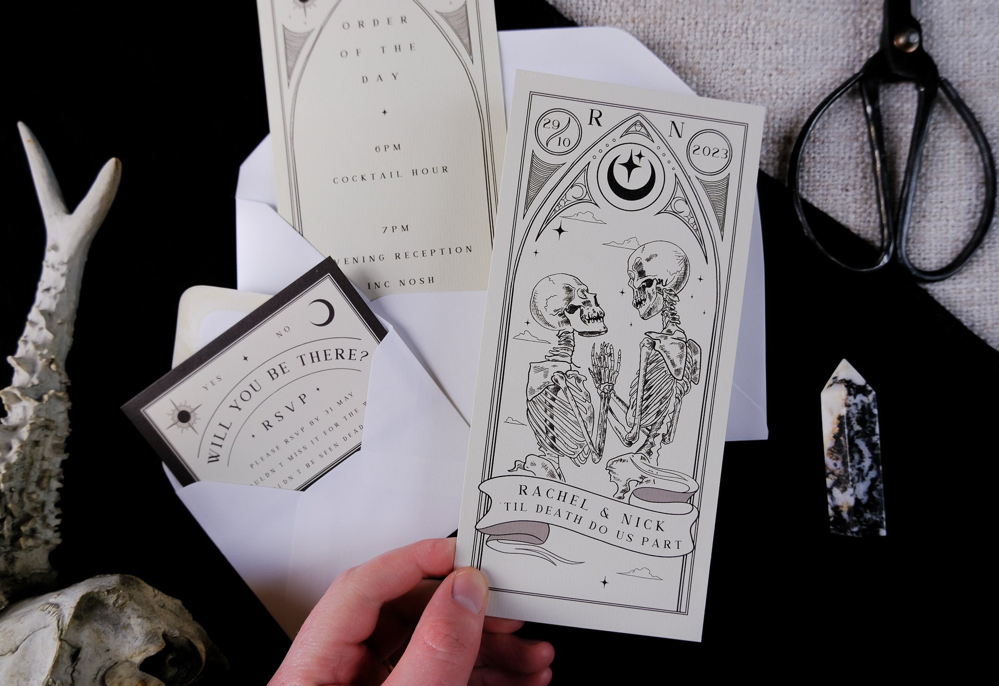 'Til Death Do Us Part' Lovers Tarot Card 3 Piece Invitation Suite