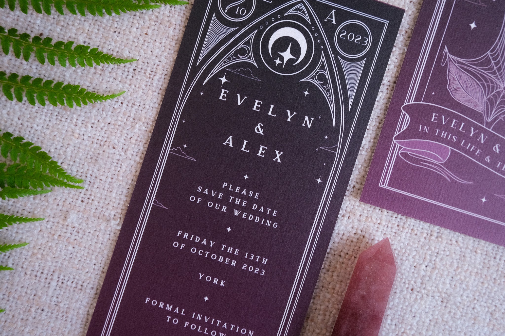 'In This Life & The Next' Black Rose Tarot Save The Date Card