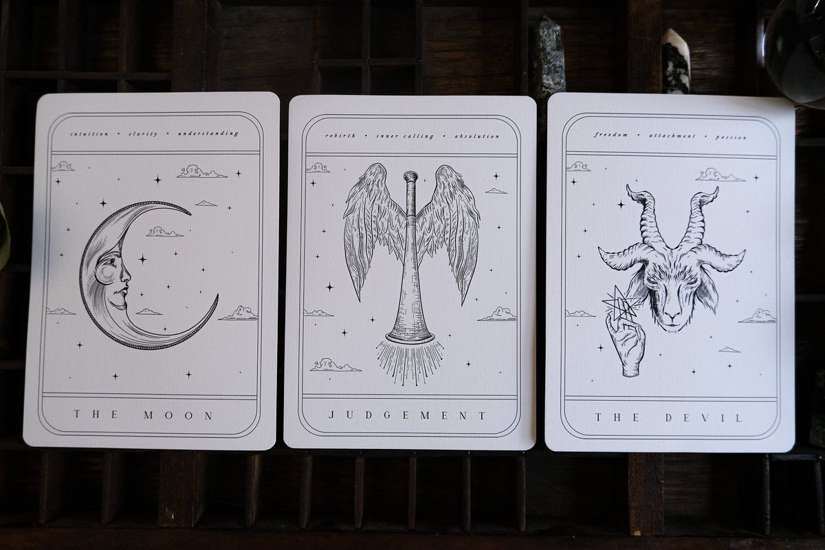 Gothic Tarot Card Art Print with wedding theme on textured matte cardstock