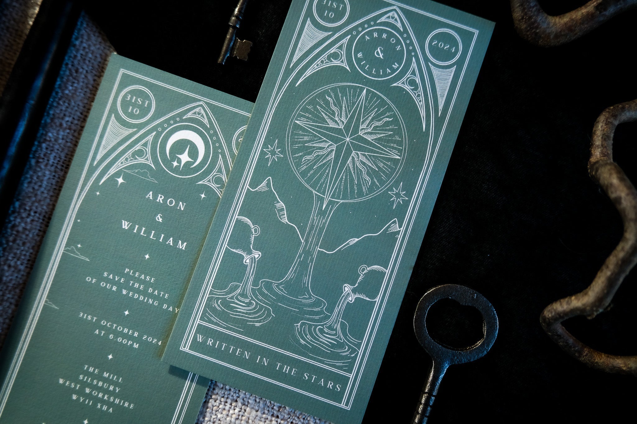 The Star Tarot | Celestial Save the Date Card | Gothic Alternative Wedding Stationery