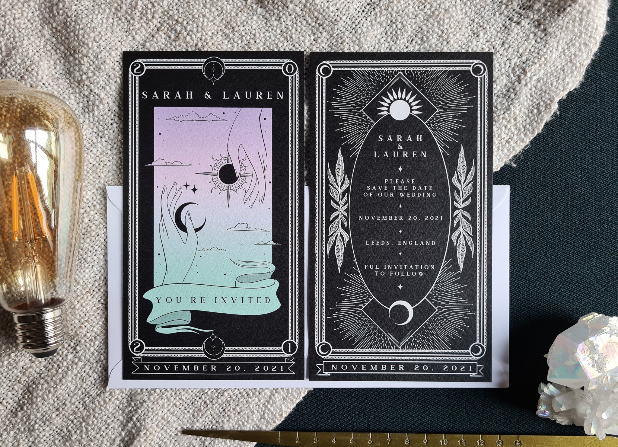 'Sun & Moon' Tarot Save The Date Card