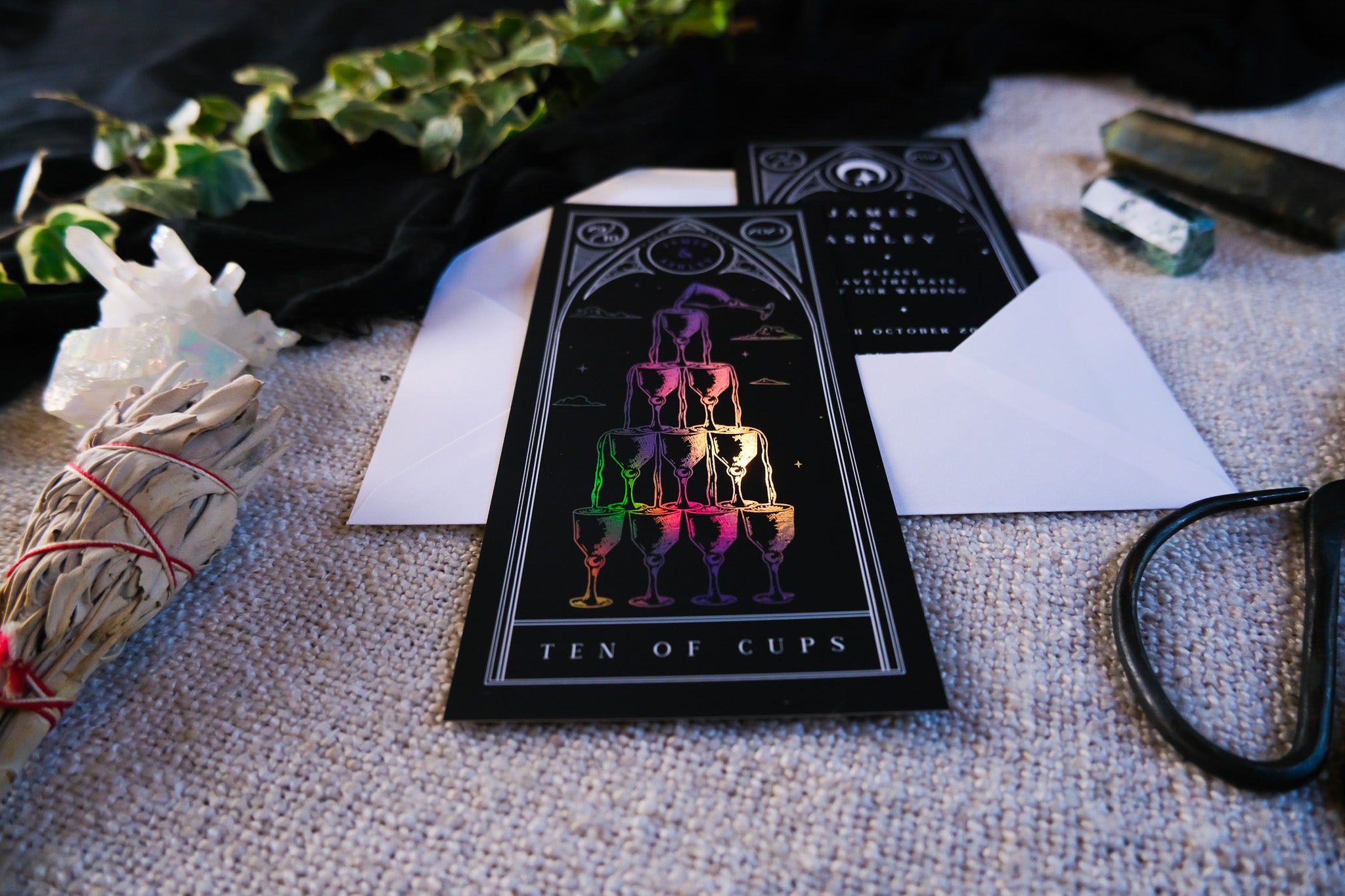 'Ten of Cups' Foiled Tarot Card Save the Dates