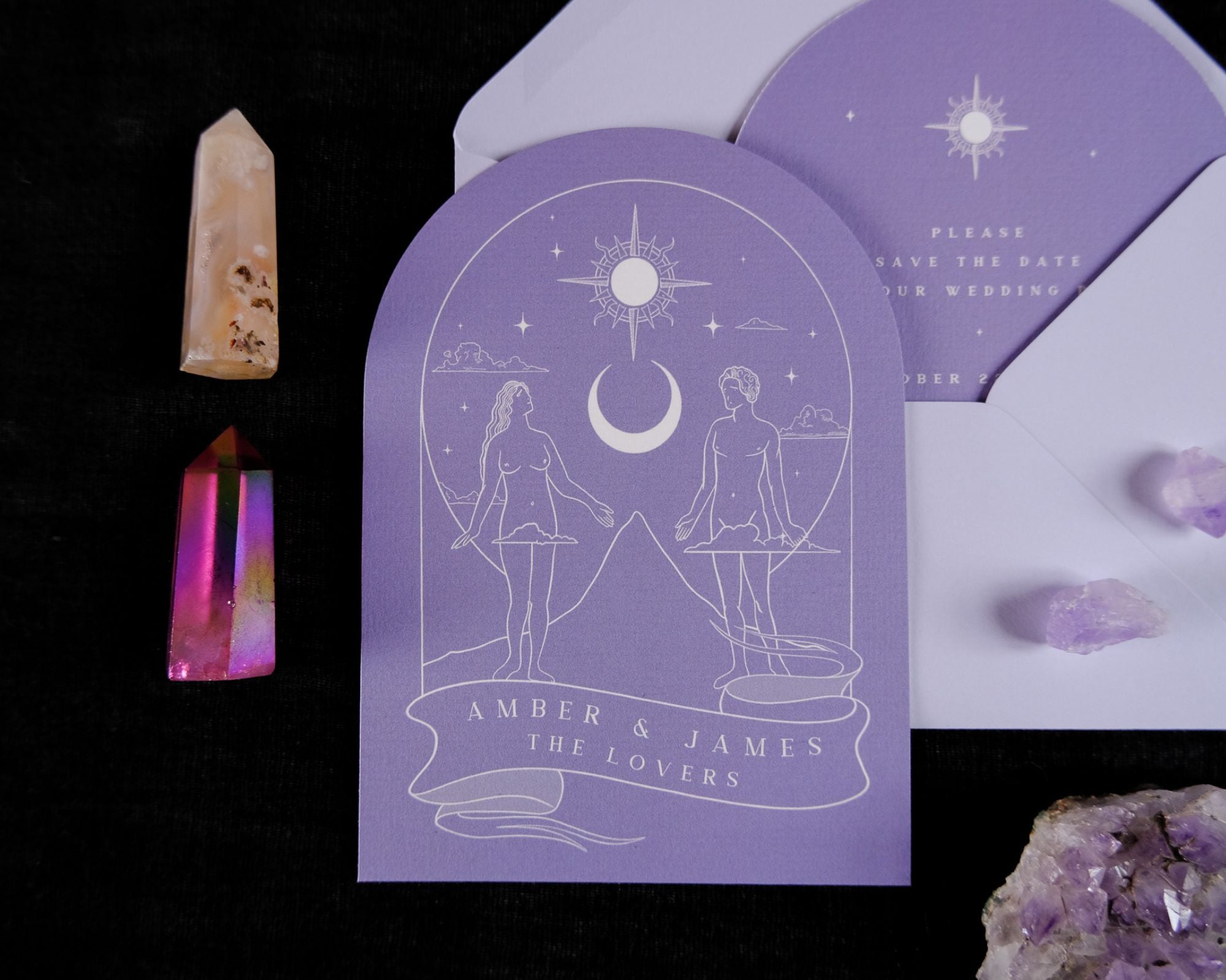 'The Lover Tarot' Arched Save The Date Card